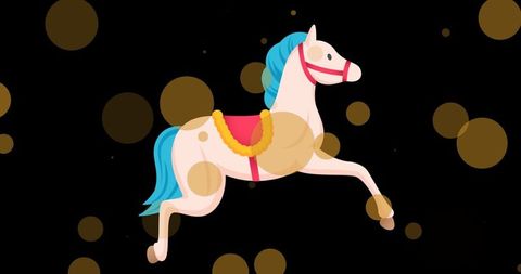 Digital Carousel Horse with Floating Yellow Lights