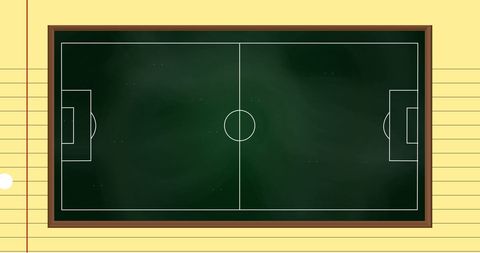 Soccer Field Chalkboard Design on Notebook Paper Illustration