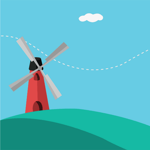 transparent windmill on hill with clear blue sky - Download Free Stock Videos Pikwizard.com