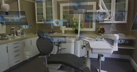 Futuristic dental clinic with augmented reality displays