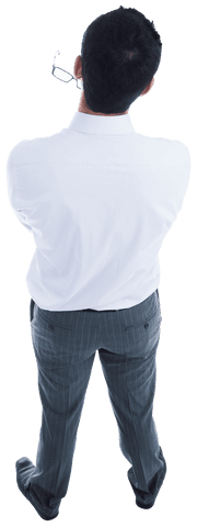 Businessman in Shirt and Trousers on Transparent Background Nonchalant