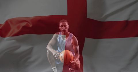 Basketball Player Symbolizing Patriotism on England Flag