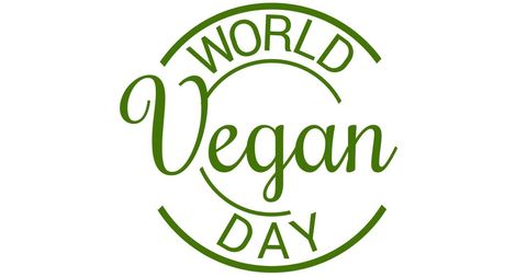 World vegan day celebration text in green circle