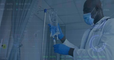 Doctor Connecting Infusion IV Drip Bag in Hospital Bay