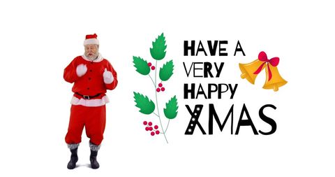 Santa Claus with Christmas Message and Holiday Iconography