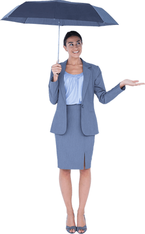 Transparent Background Smiling Businesswoman Holding Umbrella