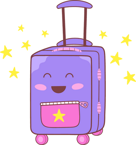 Smiling Purple Cartoon Suitcase with Stars on Transparent Background - Download Free Stock Videos Pikwizard.com