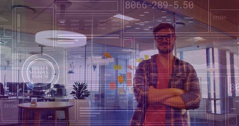 Caucasian Business Professional Analyzing Financial Data in Modern Office