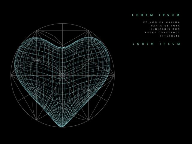 Wireframe Heart with Geometric Shapes on Black Background - Download Free Stock Templates Pikwizard.com