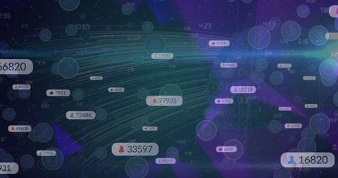 Abstract Digital Interface with Social Media Icons and Analytics