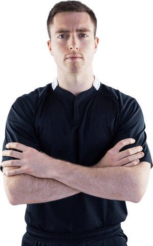 Rugby Player in Black Uniform Transparent Background