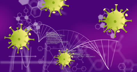 Abstract Virus Cells on Digital Data Background
