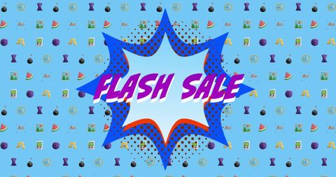 Flash Sale Graphic on Retro Patterned Background - Download Free Stock Images Pikwizard.com