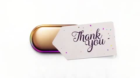 Metallic Capsule Bursting Revealing Thank You Tag with Confetti and Shimmering Gradient