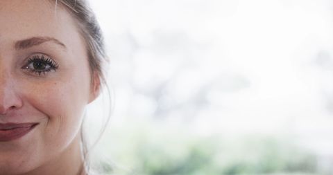 Smiling Woman in Bright Yoga Room with Bokeh Background - Download Free Stock Images Pikwizard.com