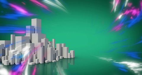 Colorful Abstract Digital Cityscape with Dynamic Trails - Download Free Stock Images Pikwizard.com