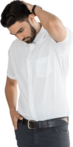 thoughtful caucasian man holding head on transparent background - Download Free Stock Videos Pikwizard.com
