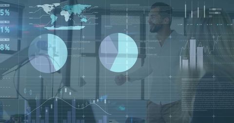 Financial data overlay with diverse team collaboration