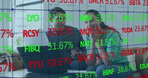 Caucasian Couple Analyzing Stock Market Data Online