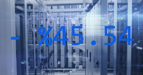 Data processing in modern server room with changing analytics