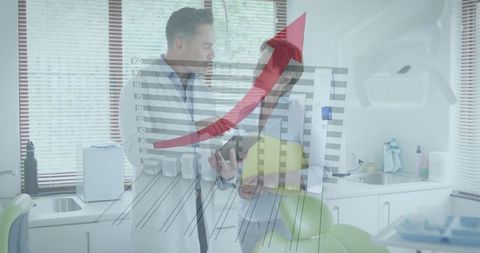 Dentists Collaborating Over Patient Data in Dental Clinic, Graph Overlay