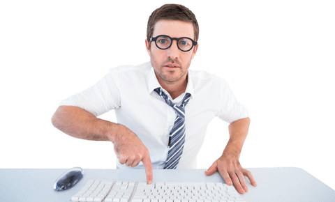 Focused Businessman Working on Computer Transparent Background - Download Free Stock Videos Pikwizard.com