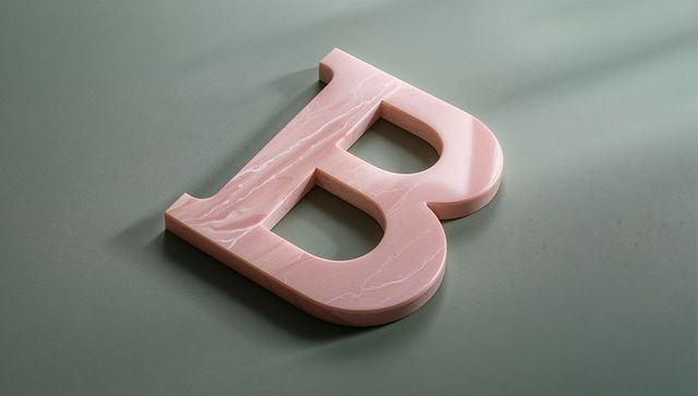 3D Marble Letter B with Glossy Pink Texture