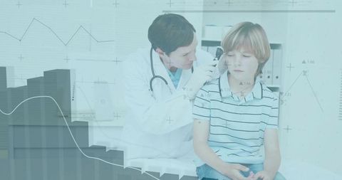 Pediatrician conducting ear examination with otoscope