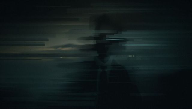 Abstract Digital Glitch Silhouette in Cyberpunk Style