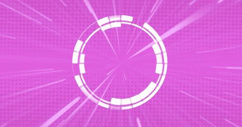 Abstract digital interface with white shapes on pink background