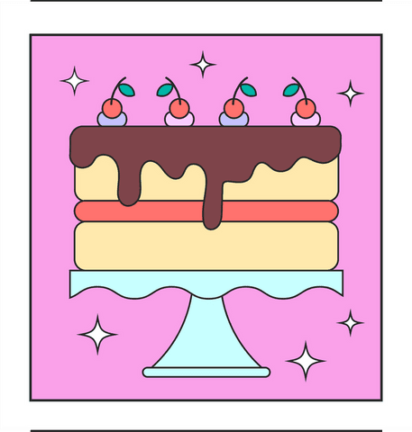 Transparent cake dessert illustration on pink hearing aid