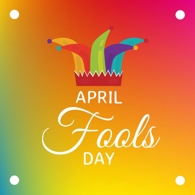 April Fools Day Celebration with Colorful Joker Hat on Gradient Background - Download Free Stock Templates Pikwizard.com