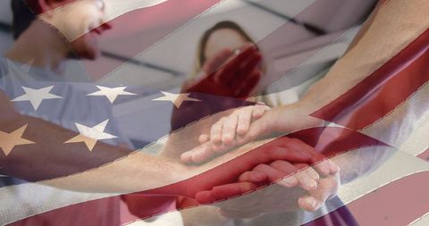 Unity and Patriotism with American Flag Overlay
