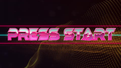 Retro Neon Press Start Screen for Gaming