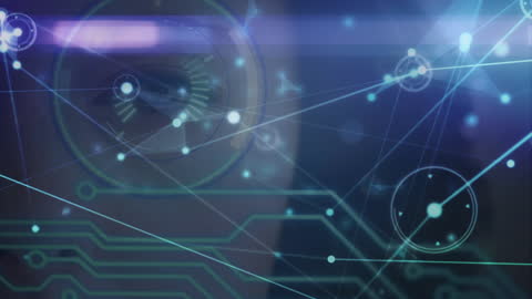 Digital Connections and Data Processing Network Animation