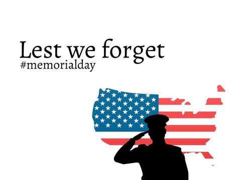 Silhouette of soldier saluting with american flag for memorial day