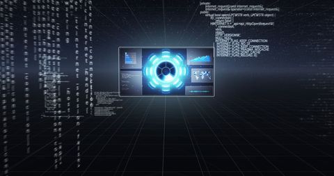 Digital Data Processing Interface with Virtual Screen - Download Free Stock Images Pikwizard.com