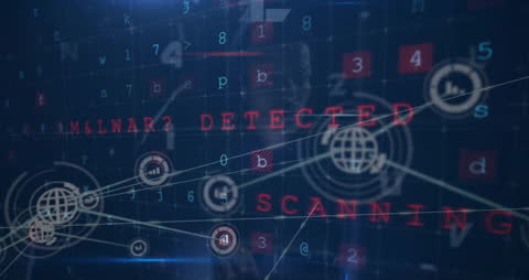 Cybersecurity Threat Detection Animation with Digital Interface