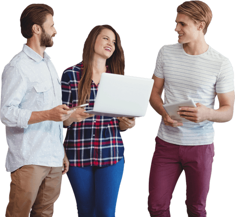 Happy team collaboration with transparent background