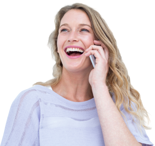 Smiling Woman Talking on Smartphone Transparent Background - Download Free Stock Videos Pikwizard.com