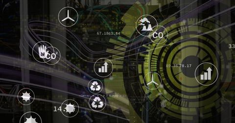 Abstract Data Analytics with Eco and Energy Icons Representation - Download Free Stock Images Pikwizard.com