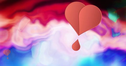 Abstract Pink Hearts on Vibrant Multicolored Background
