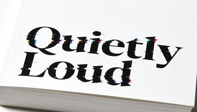 Quietly loud glitch typography on minimalist paperback with high-contrast monochrome look