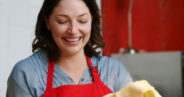 Woman Enjoying Making Fresh Homemade Pasta in Kitchen - Download Free Stock Images Pikwizard.com