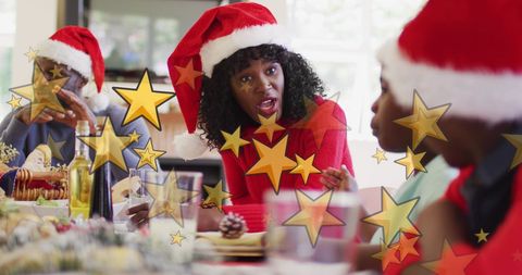 Festive African American Family Celebrating Christmas at Dinner - Download Free Stock Images Pikwizard.com