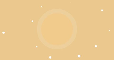 Pulsating circle on yellow background with scattered white dots