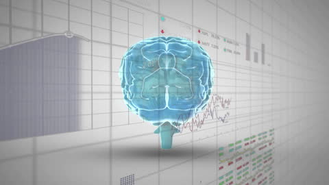 Digital Brain with Overlay of Data and Market Analysis