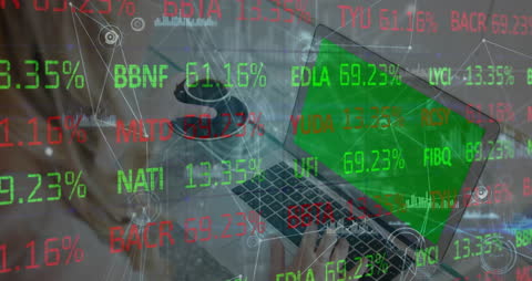 Concept of Financial Network in Action with Laptop and Data Overlay