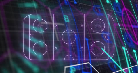 Futuristic Hockey-themed Data Network Visualization