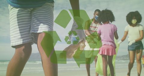 African american family engaging in beach cleanup